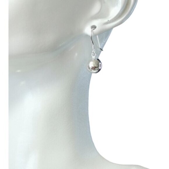 Sterling Silver bead ball drop earrings 10mm NEW - Picture 6 of 7